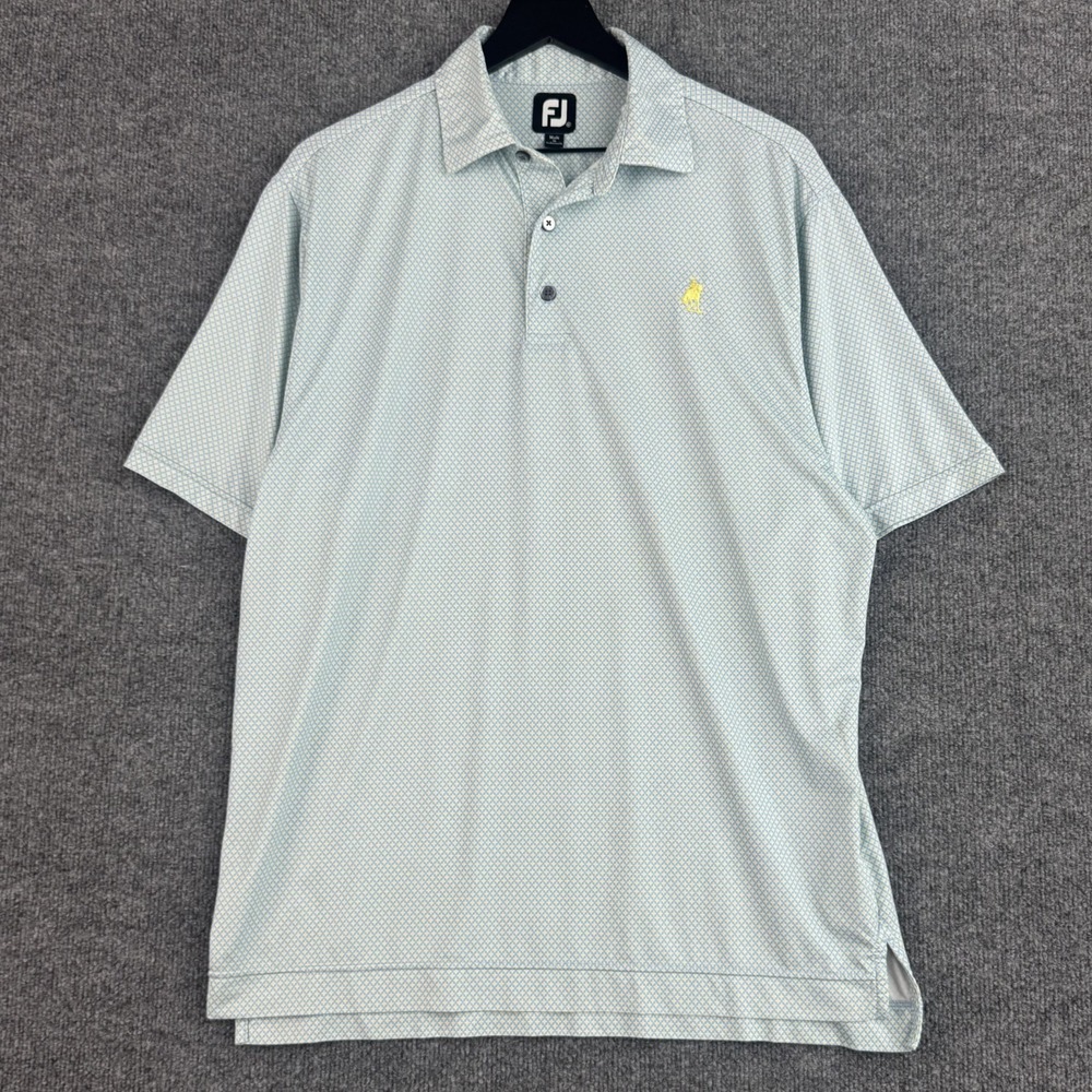 FootJoy Performance Polo Shirt Mens M Blue Geometric Golf Club FJ Short Sleeve